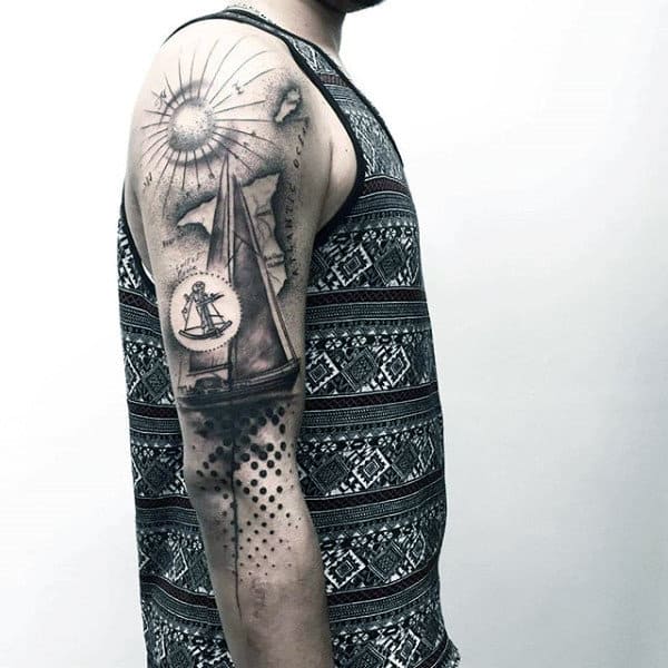 Abstract Nautical Mens Arm Tattoos