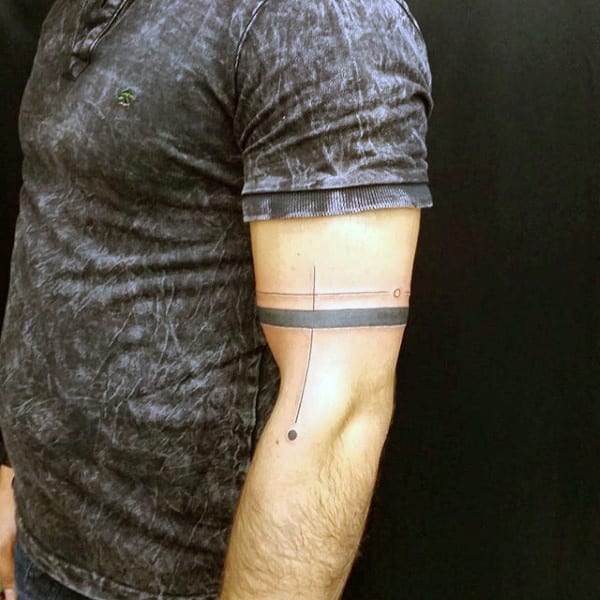 Abstract Thin And Thick Armband Black Line Tattoos