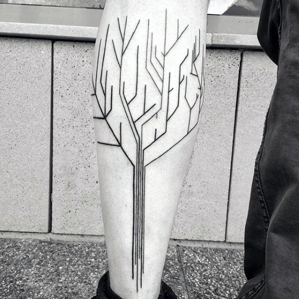 Abstract Tree Circuit Board Linework Male Tattoos