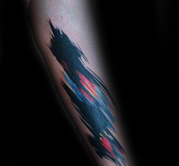 Abstract Watercolor Inner Forearm Male Tattoos