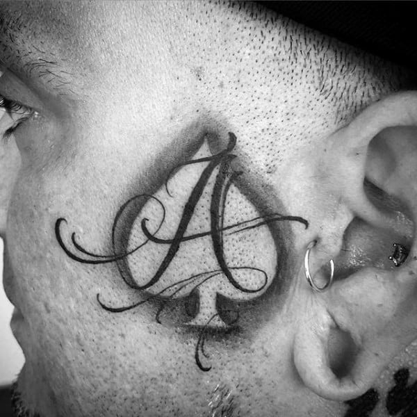 Ace Of Spades Mens Decorative Face Tattoos