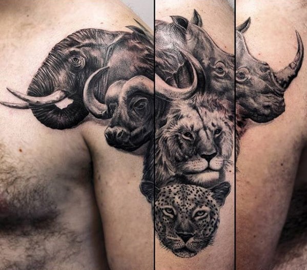 Africa Animal Themed Mens Arm Tattoo With 3d Design
