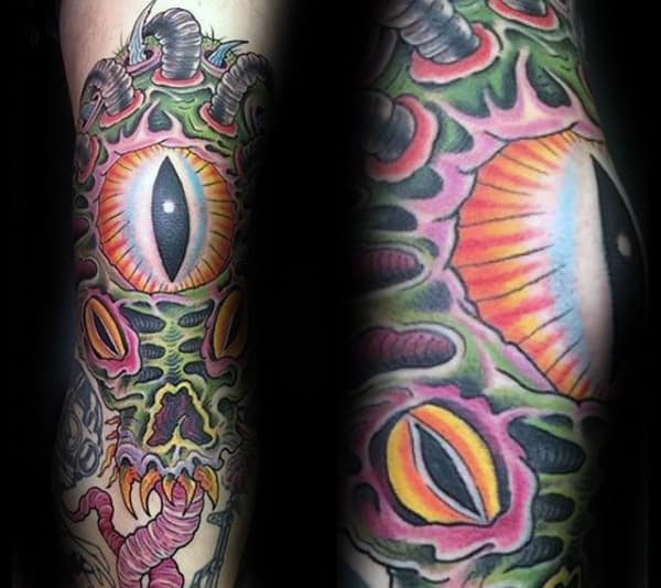 Alien Eye Mens Elbow Tattoos