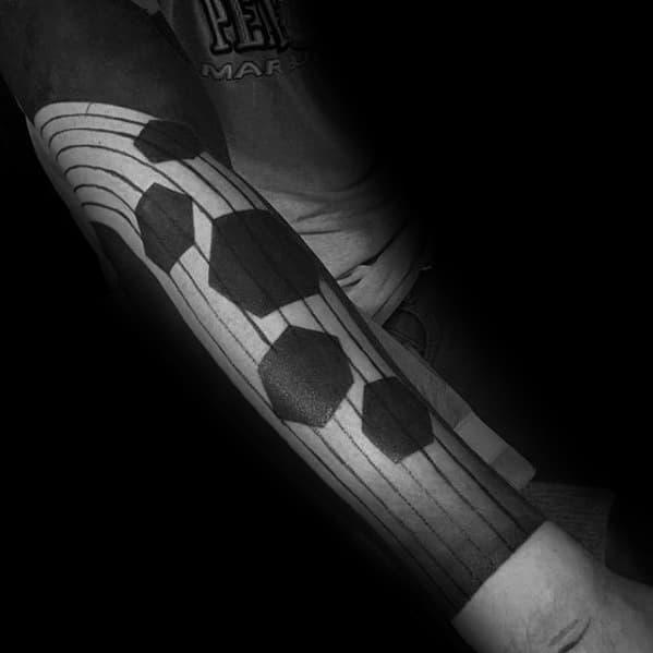 All Black Shapes With Lines Mens Forearm Sleeve Tattoo