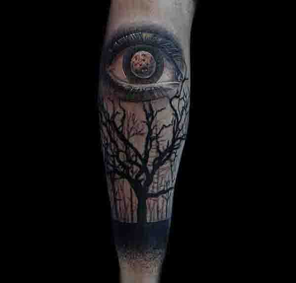 All Seeing Eye Mens Moon Tattoos On Forearm