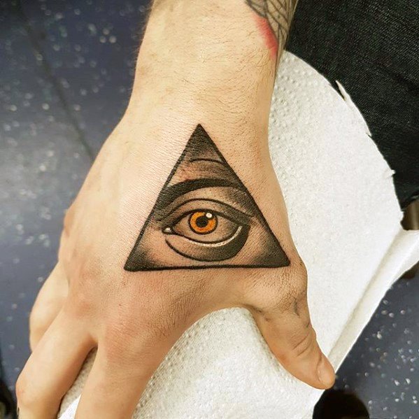 traditional all seeing eye hand tattoo