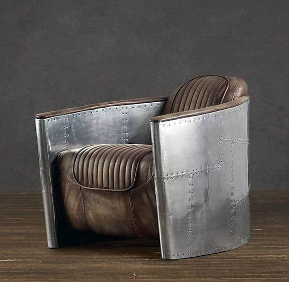 Aluminum Aircraft Inspired Leather Chairs For Man Cave