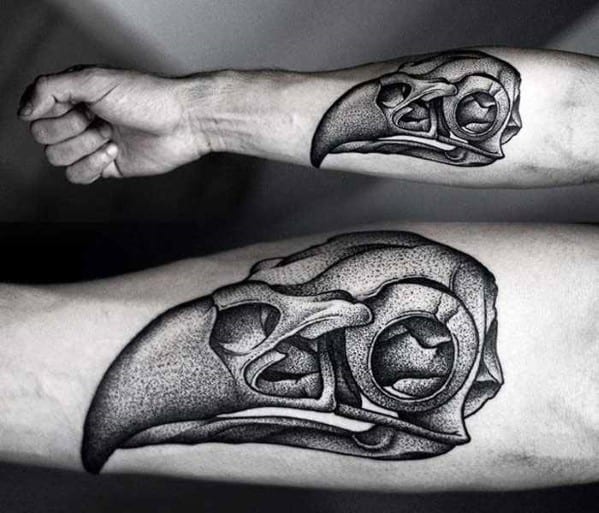 Amazing Animalskull Forearm Dotwork Tattoos For Guys
