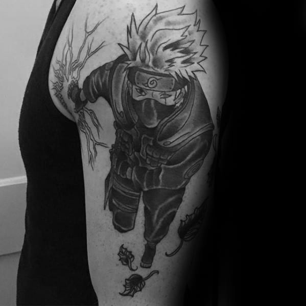 Amazing Anime Mens Kakashi Arm Tattoo Designs