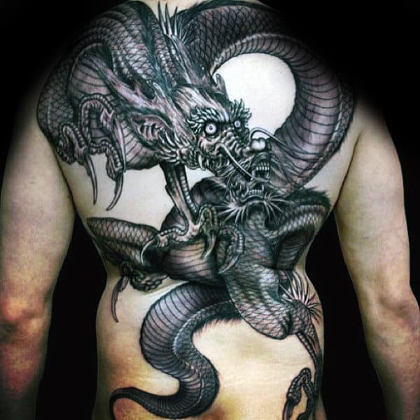 Amazing Back Dragon Tattoos For Gentlemen