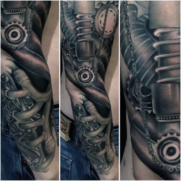 Amazing Bio Mechanical Half Sleeve Tattoo For Men