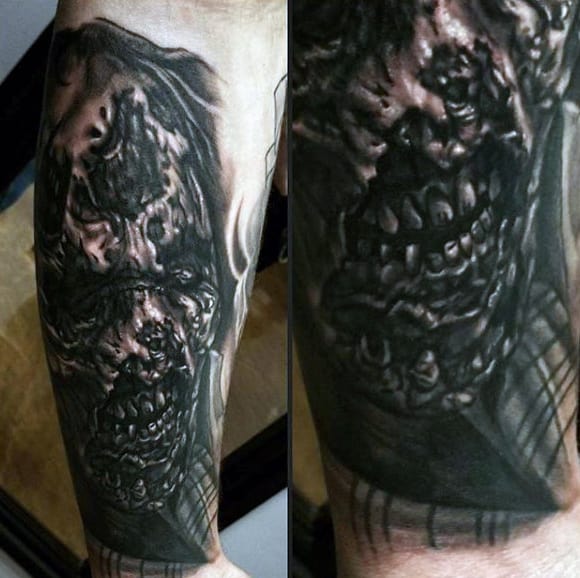Amazing Blank Ink Mens Zombie Tattoo Design Inspiration