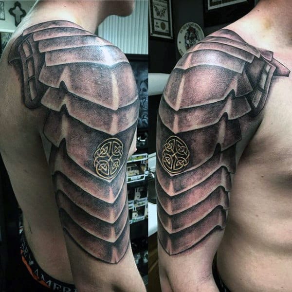 Amazing Celtic Knot Armor Plate Mens 3d Tattoo Ideas