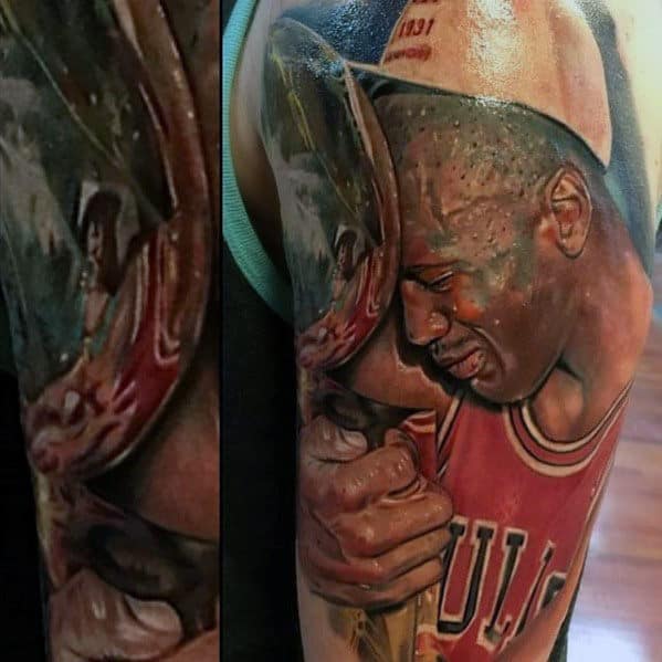 Amazing Chicago Bulls Trophy Mens Arm Tattoo