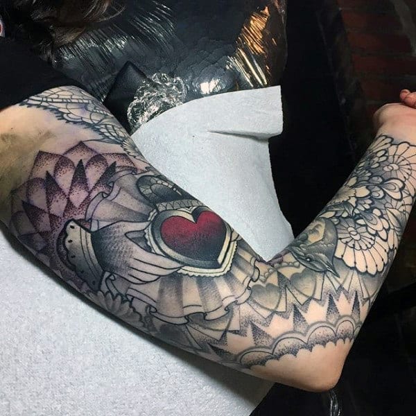 Amazing Claddagh Mens Sleeve Tattoo Design Ideas