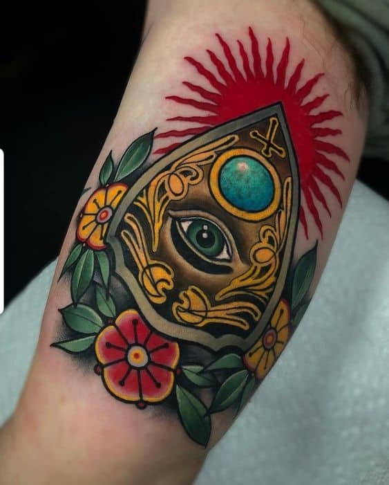 Amazing Colored Third Eye Tattoo