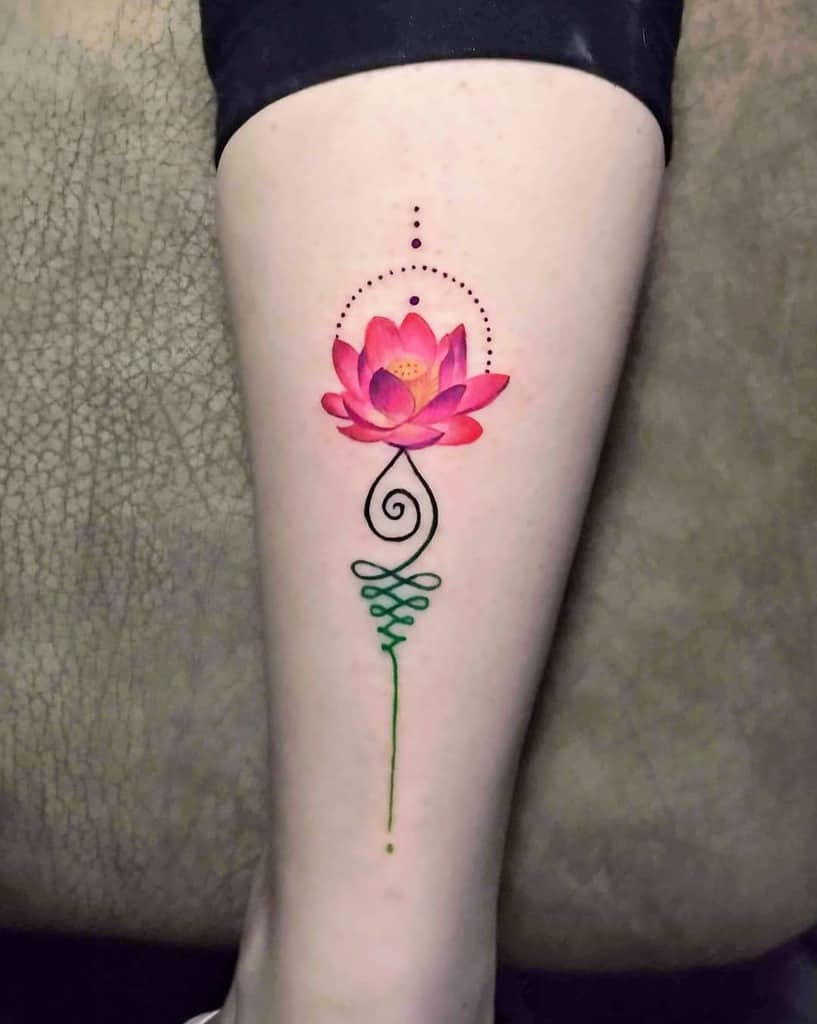 Amazing Colored Unalome Tattoo
