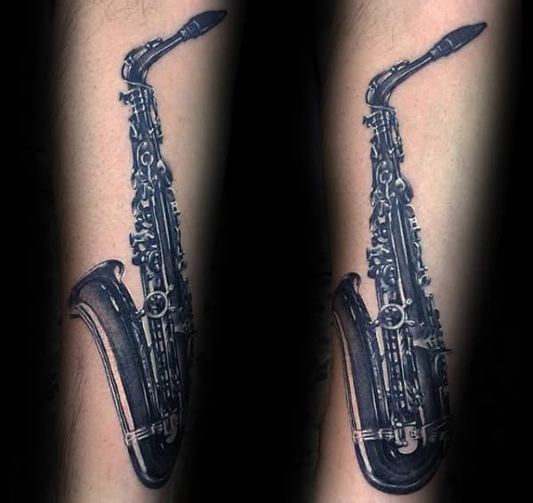 Amazing Guys Forearm Saxophone Tattoo Ideas