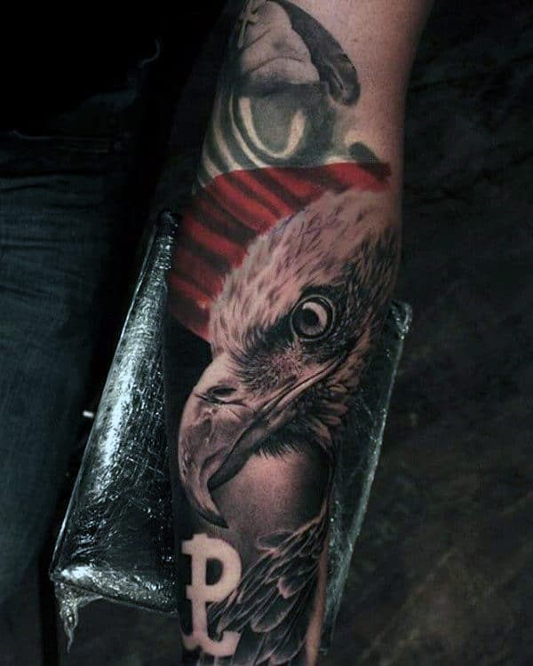 Amazing Guys Polish Eagle Realistic Sleeve Tattoo