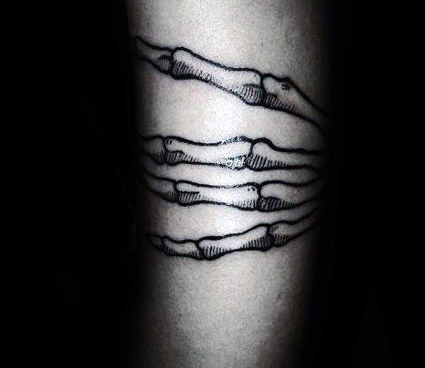 Amazing Guys Skeleton Hand Armband Tattoo Design
