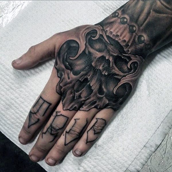 Amazing Guys Skull Hand Tattoos