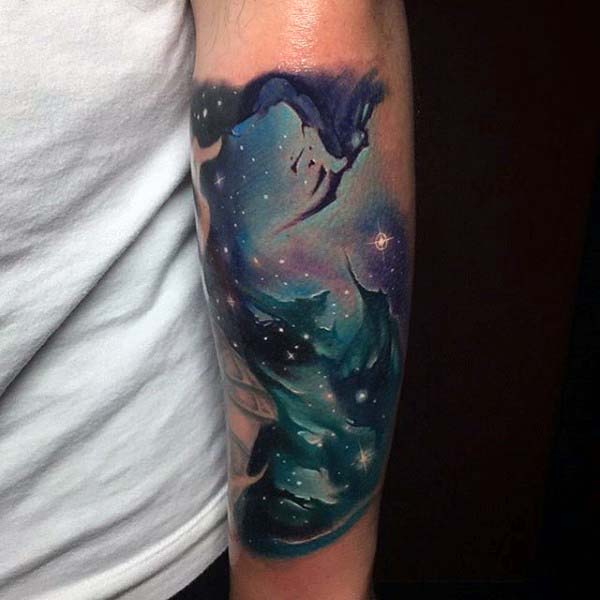 Amazing Guys Sky Outer Forearm Tattoo Ideas With Realistic Stars