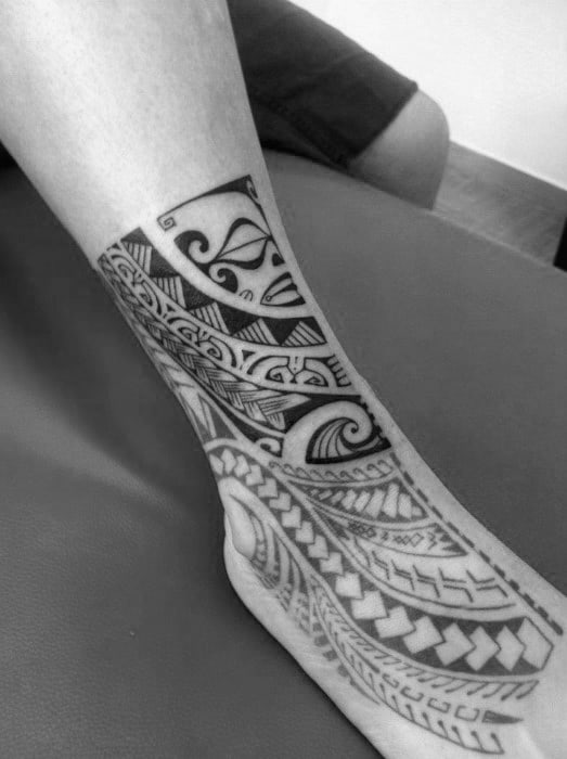 Amazing Hawaiian Foot Tribal Tattoos For Men