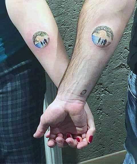 Amazing Inner Forearm Small Circle Couples Unique Tattoos