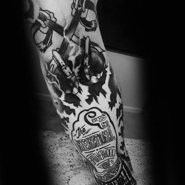 Amazing Lineman Themed Mens Sleeve Tattoo Designs