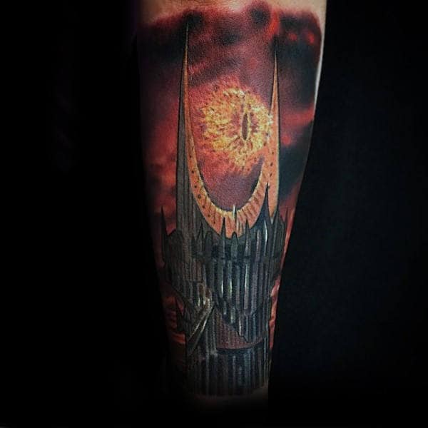 Amazing Lord Of The Rings Eye Of Sauron Male Tattoo Sleeve