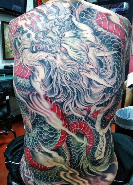 Amazing Male Dragon Tattoo On Back
