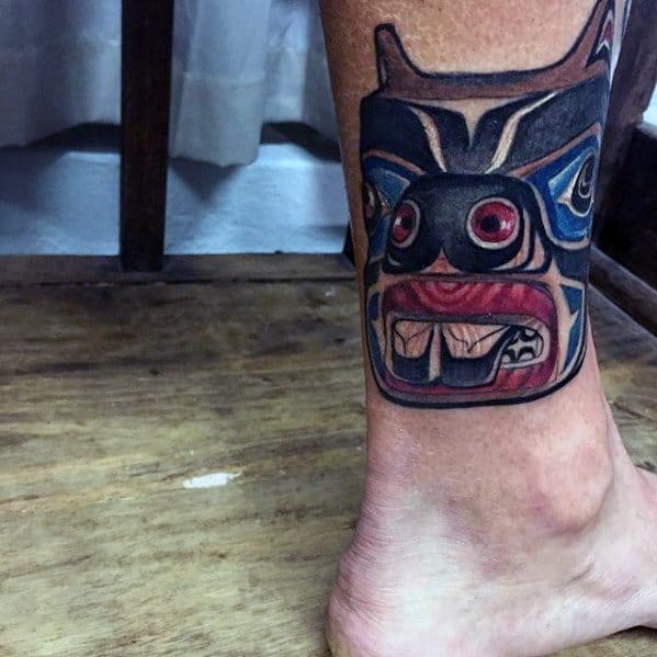 Amazing Mens Beaver Tattoo Designs On Lower Leg