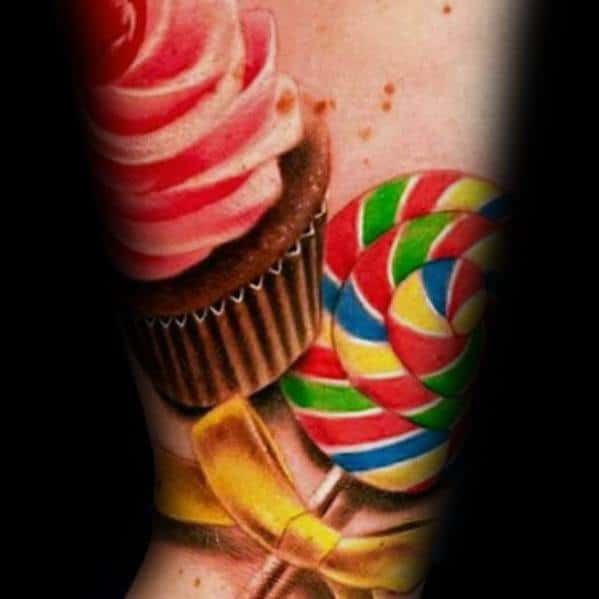 Amazing Mens Candy Lollipop Tattoo Designs