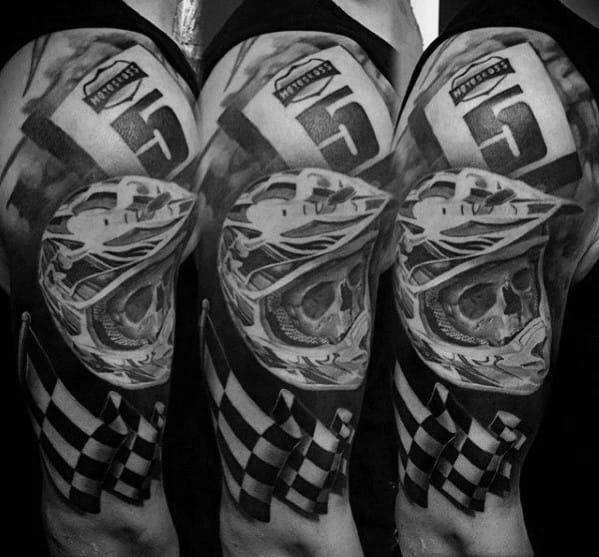 Amazing Mens Checkered Flag Tattoo Designs