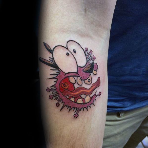 Amazing Mens Courage The Cowardly Dog Tattoo Designs