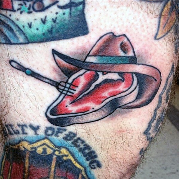 Amazing Mens Cowboy Hat Tattoo Designs