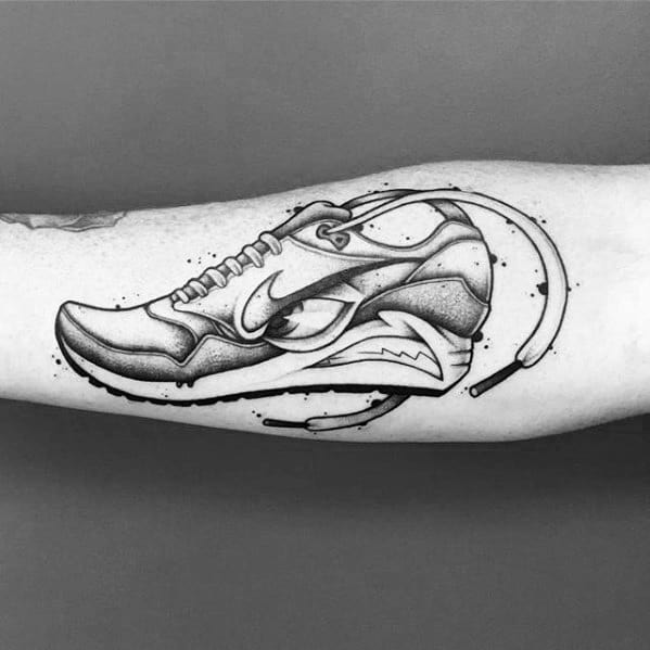 Amazing Mens Creative Agressive Sneaker Nike Inner Forearm Tattoo