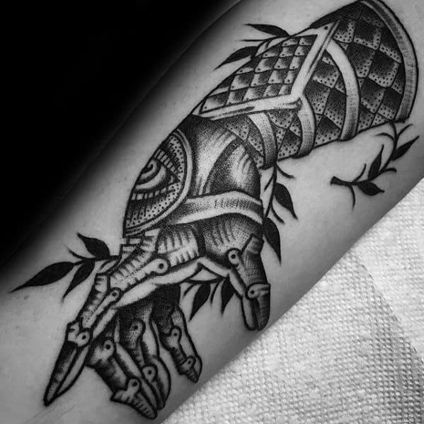 Black medieval gauntlet tattoo  Tattoogridnet