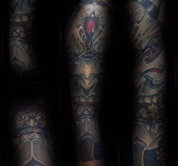 Amazing Mens Half Sleeve Japanese Doll Tattoo Design