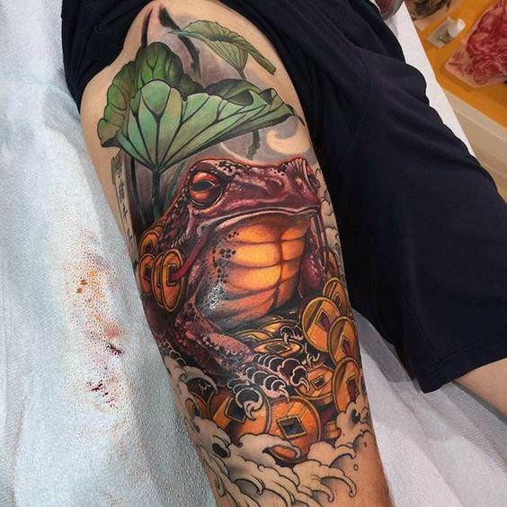 Amazing Mens Japanese Frog Tattoo Designs