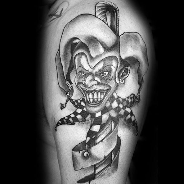 Amazing Mens Jester Tattoo Designs On Arm