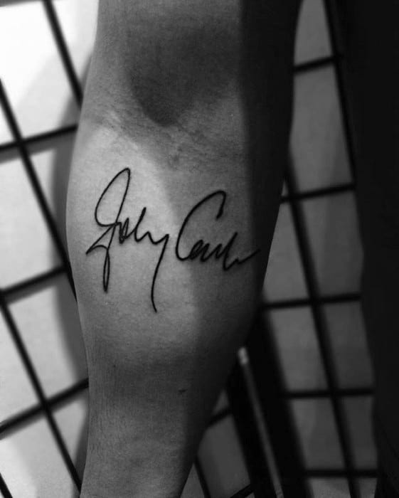 Amazing Mens Johnny Cash Signatire Inner Forearm Tattoo Designs