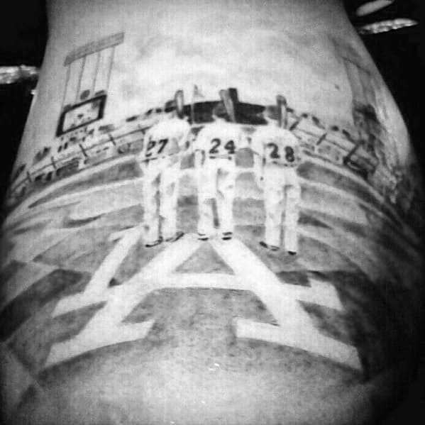 Amazing Mens Los Angeles Dodgers Baseball Field Tattoo Designs On Arm