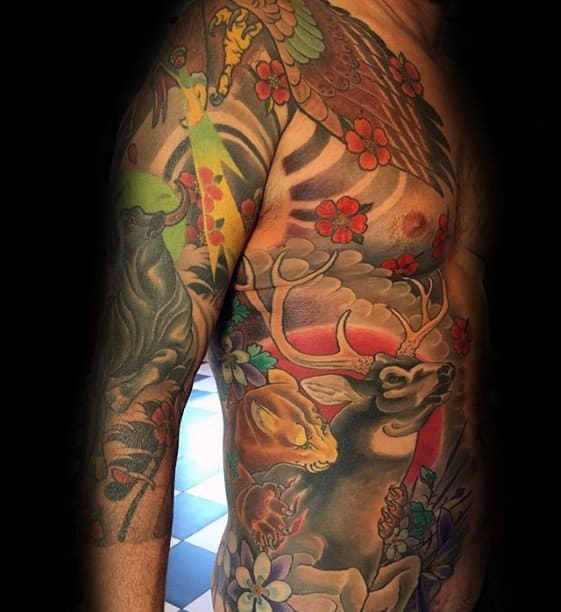 Amazing Mens Mountain Lion Tattoo Designs Full Chest