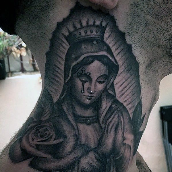 Our Lady of Guadalupe done by Eric Ayala in Las Vegas NV   rtraditionaltattoos