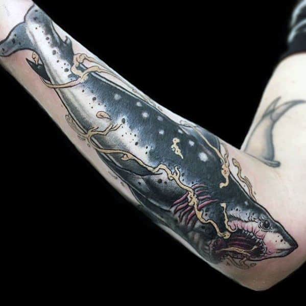 Amazing Mens Neo Traditional Shark Tattoo Designs