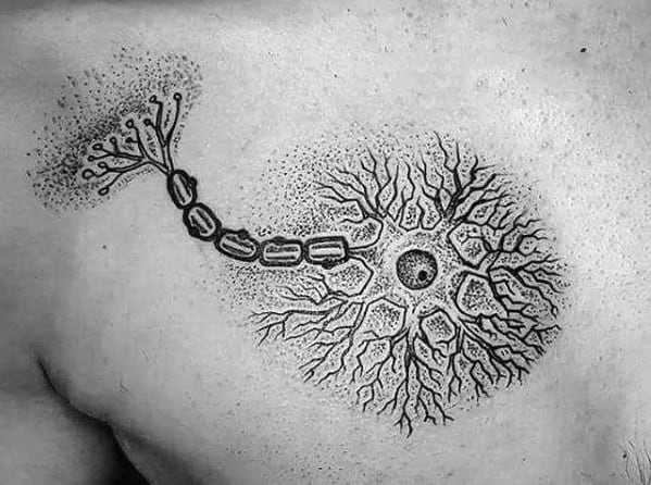 Amazing Mens Neuron Tattoo Designs On Chest