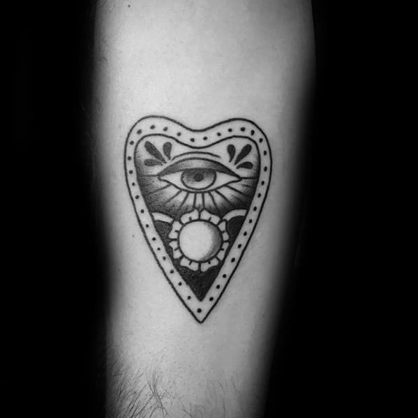 Amazing Mens Old School Traditional Small Planchette Inner Forearm Tattoo Designs