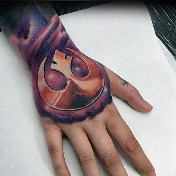 Amazing Mens Outer Space Hand Rebel Alliance Tattoo Designs