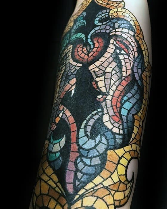 50 Mosaic Tattoo Designs For Men - Decorative Ink Ideas